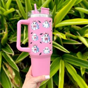 Pink Ghost Pattern Tumbler